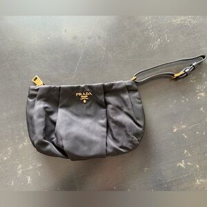 Prada Black Nylon & Leather Wristlet